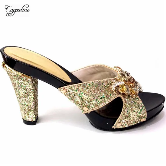 

Popular wedding/party lady high heel sandal shoes for party CFS6 in gold , size 37-43 heel height 11.5cm