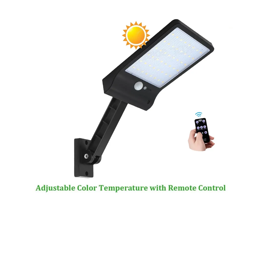 

remote control solar street light Upgraded 48 LED garden wall road deck fence lamp 3 mode waterproof w/ bracket 800 lumens spot