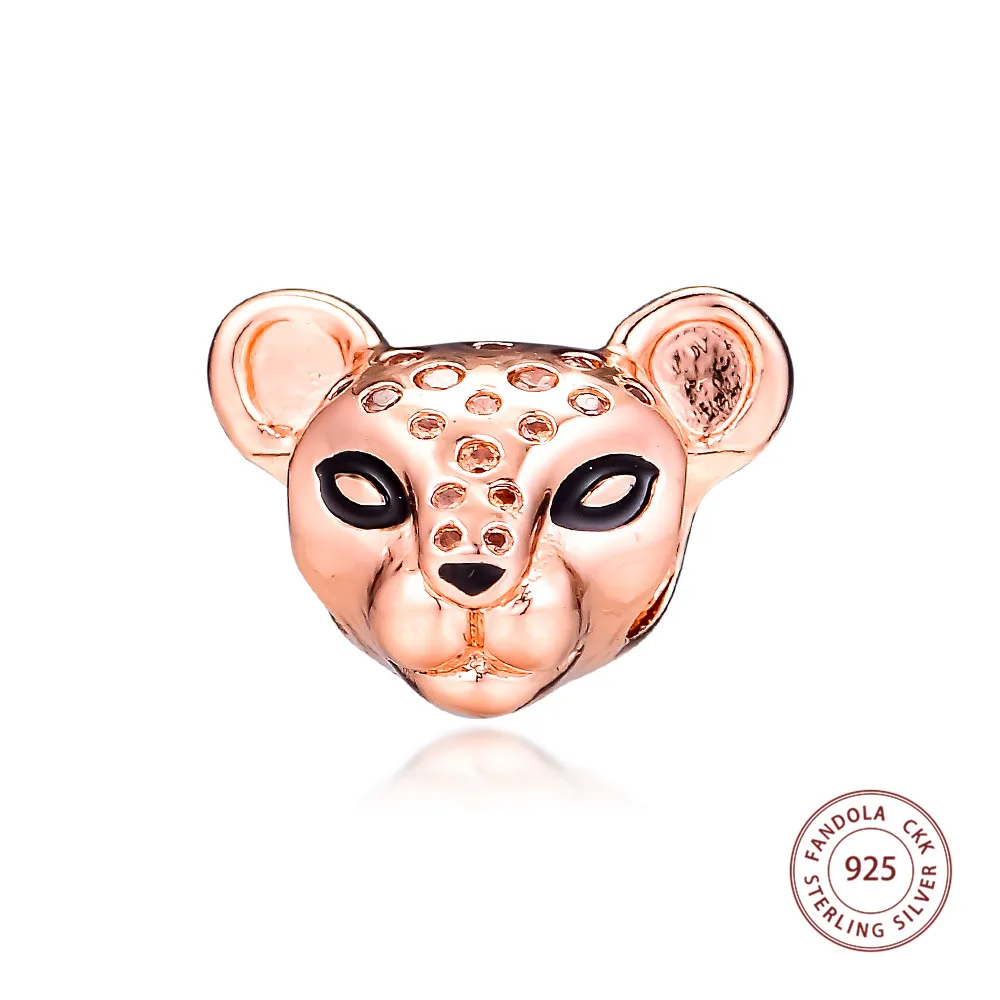 

CKK 925 Sterling Silver Rose Gold Sparkling Lion Princess Charms Beads Fits Pandora Bracelet Argent 925 Charm DIY Jewelry Making