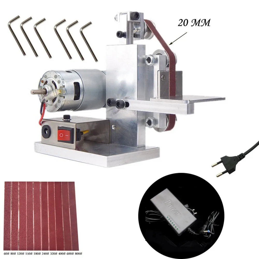 12-24V DIY электрошлифовальная машина шлифовальная лента шлифовальной крепление машина края сделайте деревянный Металл угловая шлифовальная машина с бесплатной 10 xabrasive ремень