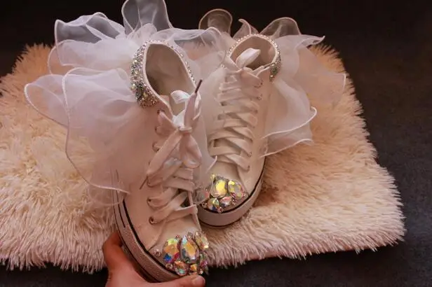 Apoepo white hyperbole lace rubber boots for women crystal round toe flat platform shoes lace up sneakers women casual boots Women's Shoes