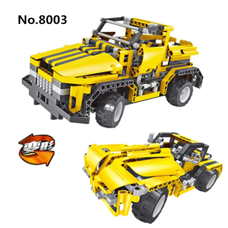 

423pcs Building Blocks 2in1 Transform Cars DIY Assemble Eletronic Technic Series The RC Track Race Car Set Toys For Children Boy