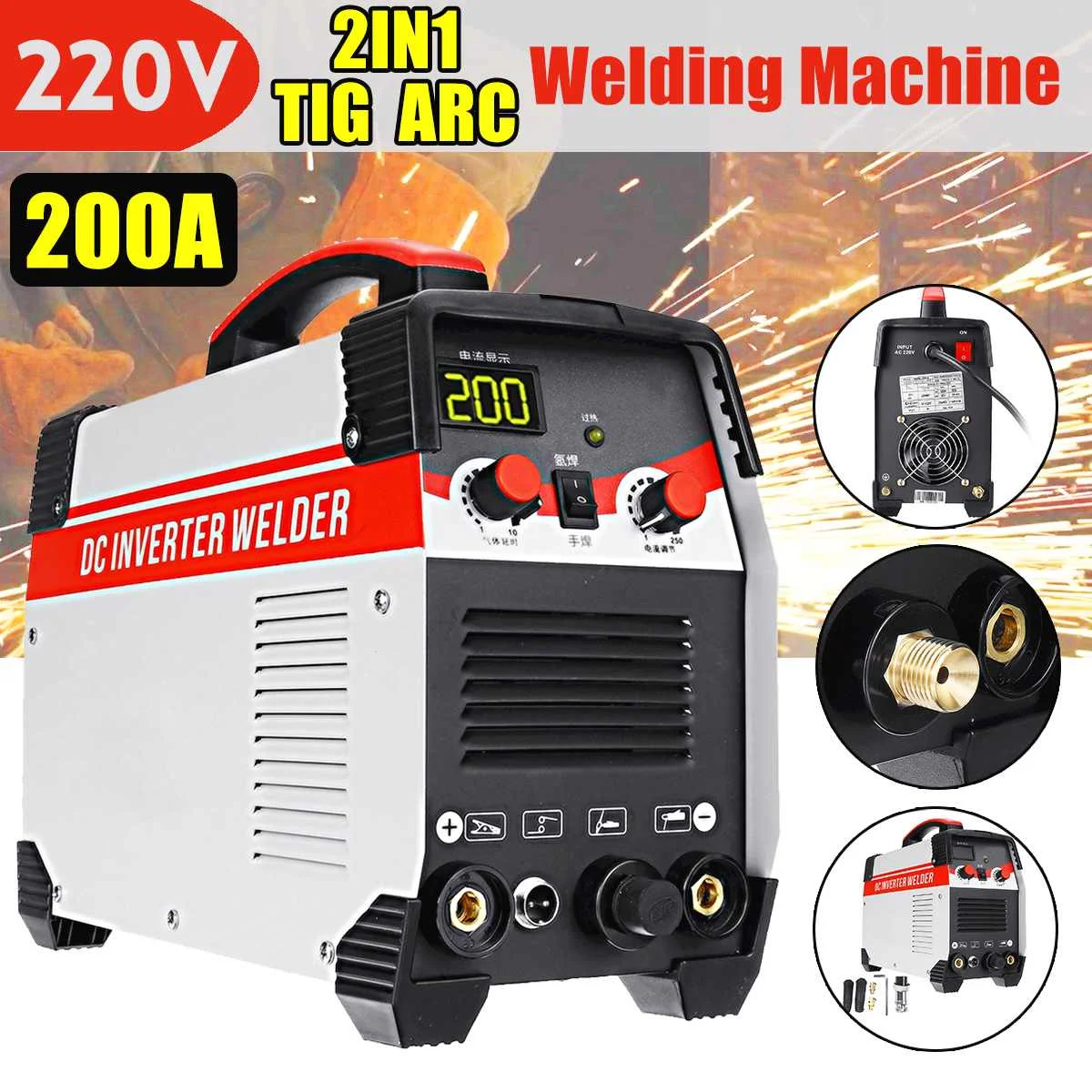 

220V 2In1 TIG/ARC 10-200A Inverter Arc Electric Welding Machine LCD Display IGBT/MMA/ARC Welder Welding Electric Working Tools