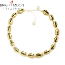 Collar de concha de Puka ajustable collar de concha de Luna brillante conjunto de joyas hawaianas(China)