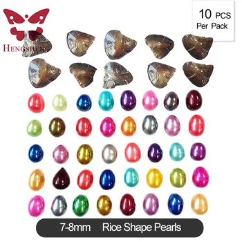 

HENGSHENG 10 PCS Freshwater Cultured Pearl Oysters with 7-8 mm Oval Shape Pearls Inside Love Wish as Birthday Gifts