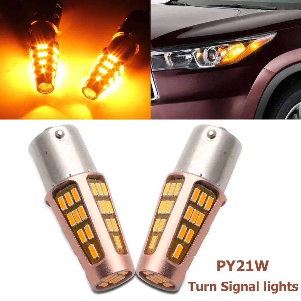 2Pcs PY21W 5W LED Car Indicator Turning Signal Light DRL Reverse Bulb