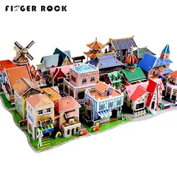 Finger Rock 3D Классическая Деревня архитектура бумага паззлы DIY Нидерланды стиль Модель Ветряная мельница кофе Дом головоломки игрушечные лош