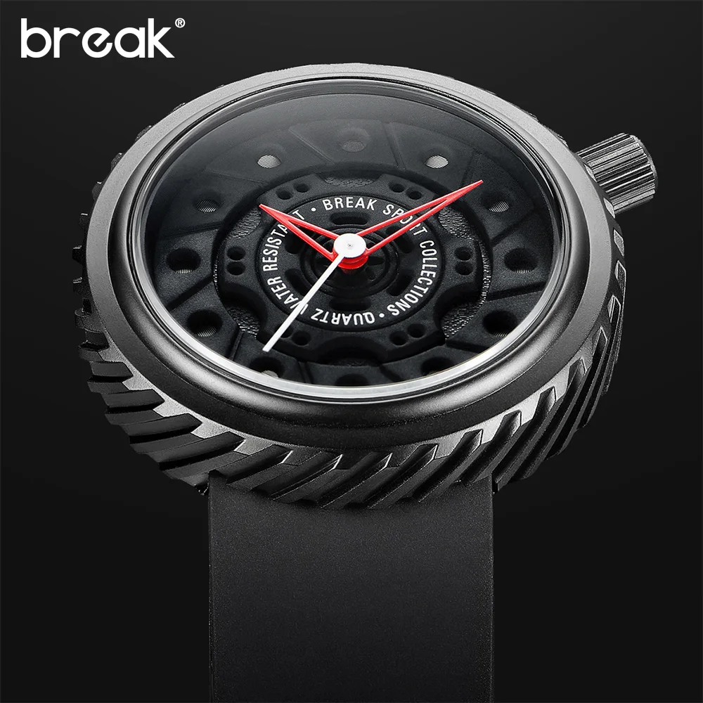 BREAK Luxury Men Unique Limited Sports Watches Rubber Strap Casual