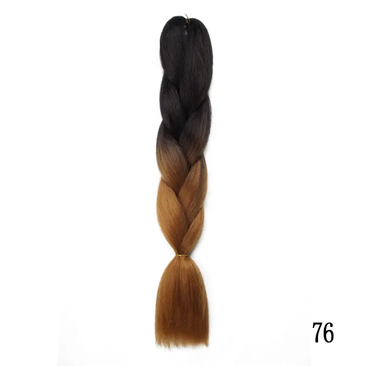 Шелковистые пряди, 24 дюйма, 100 г, Омбре, синтетические плетеные волосы для наращивания, для вязания крючком, косички, огромные косички, два тона, Омбре, цвет - Цвет: 76