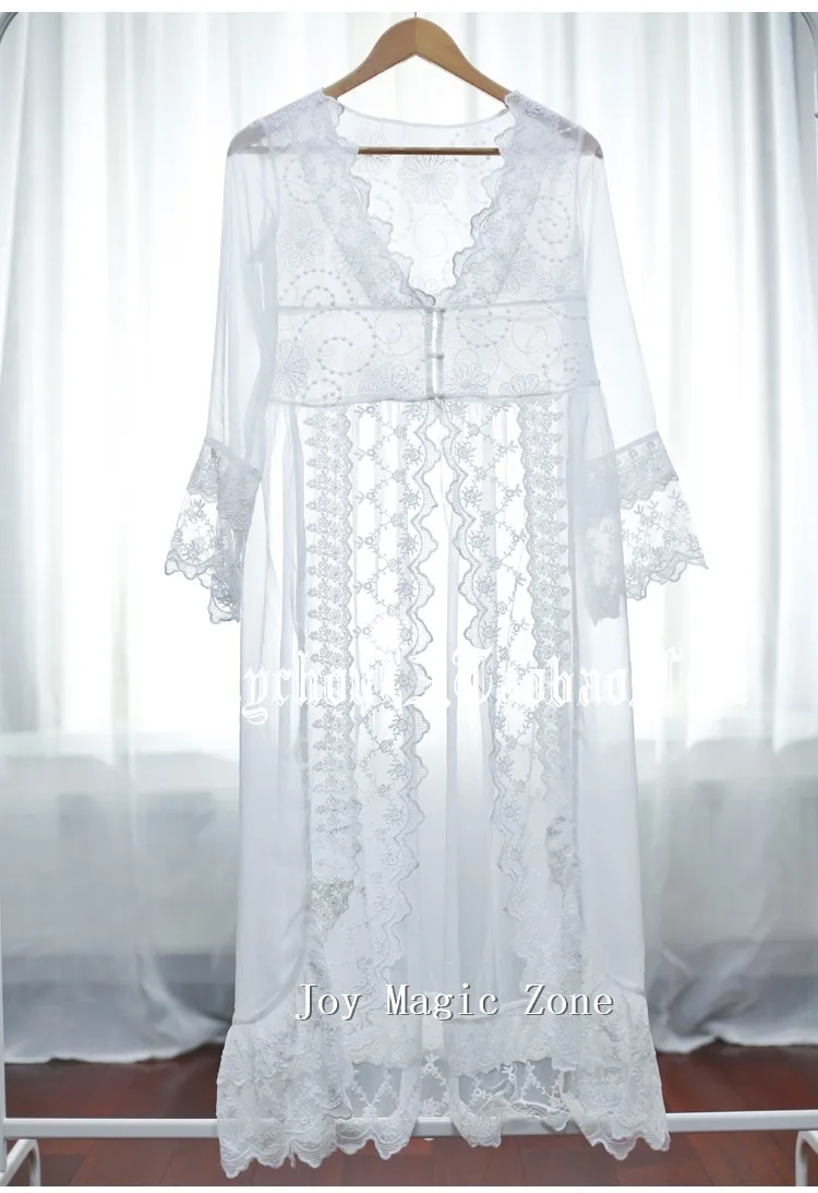 Yomrzl Новое поступление летний сексуальный кружевной женский халат, белая кружевная шифоновая Пижама, ночная рубашка принцессы L175
