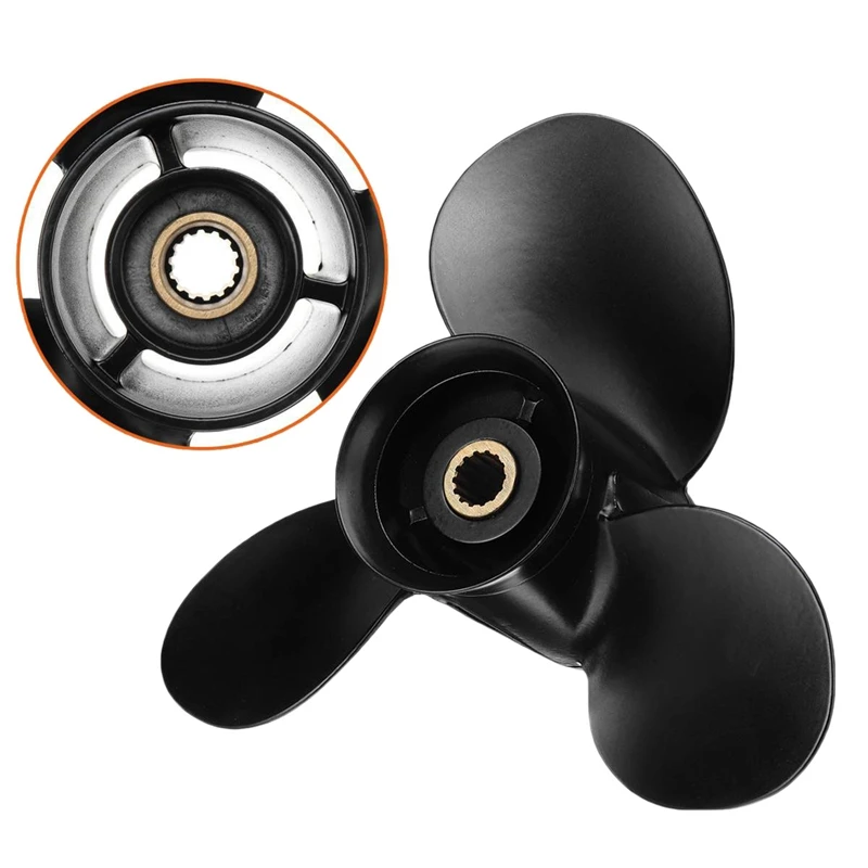 

Outboard Propeller 362B641080 9.25 X 9.8 For Tohatsu-Mercury 9.9-20Hp Aluminum Alloy 3 Blade Black 14 Spline Tooth