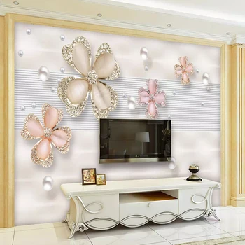 

Photo Wallpaper European Jewelry Pearl Art Murals Wall Paper For Wall 3 D Living Room TV Background Wall Cloth Papel De Parede