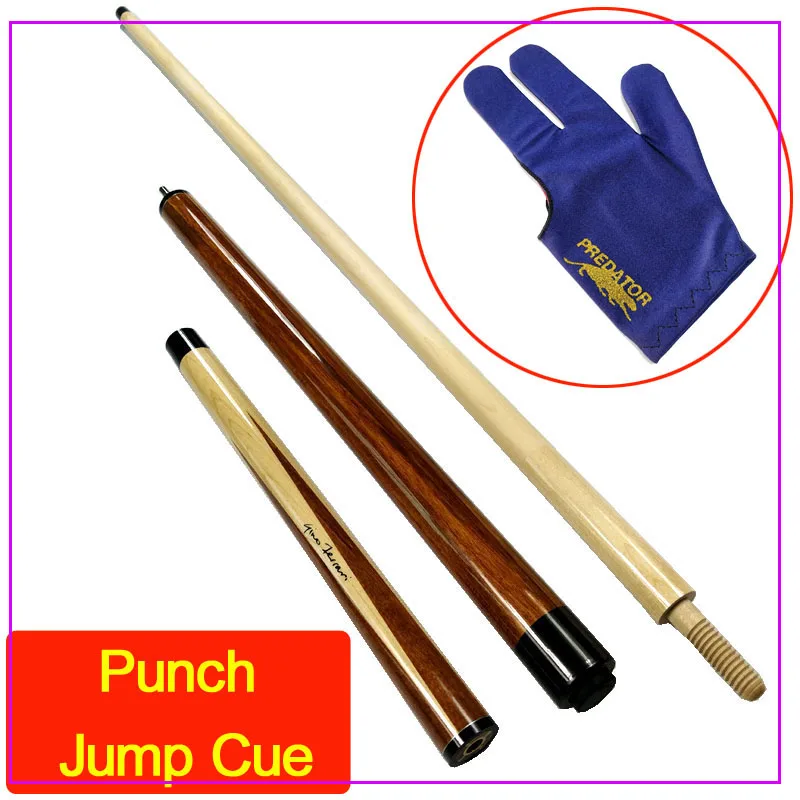 2018 New Design 13MM Jump Brack Cue 58" Maple Wood Punch Jumper Pool Cues and Cue Glove Free