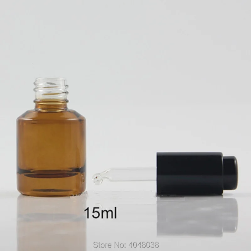 15ML Glass Dropper Bottle Essential Oil Refillable Bottles Amber Black Pink Green Vial with Black Silver Pusher Pump (2)