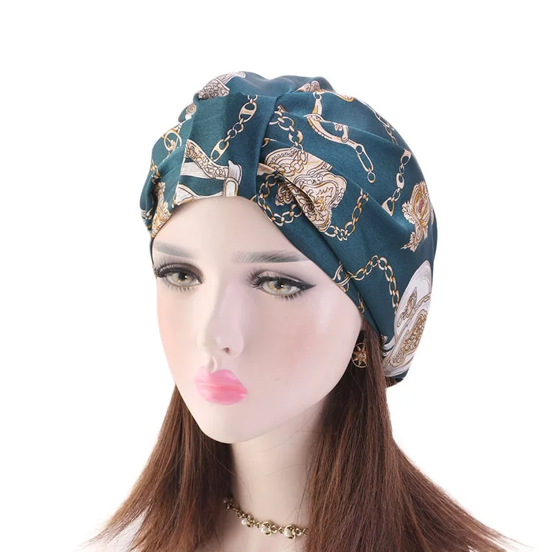 

New Silky Turban Women Solid Color Sleep Hat Chemo Hat
