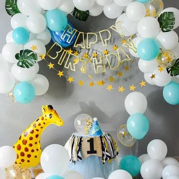 

Blue Balloon Garland Arch Kit Safari Animal Birthday Party Baby Shower 100 day Celebration Backdrop