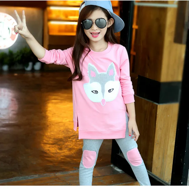US $12.59 Girls Clothing Sets Autumn Long Sleeve T-shirt+Pants Tracksuit Cotton Clothes Suit Children's Sport
