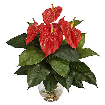 

2018 New 18 Heads Artificial Flower Small Potted Plant Silk Suit Large Potted Anthurium Office Decoration Bonsai Wholesale