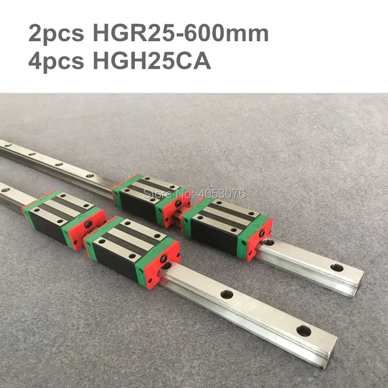 

100% original HIWIN 2 pcs HIWIN linear guide HGR25- 600mm Linear rail with 4 pcs HGH25CA linear bearing blocks for CNC parts