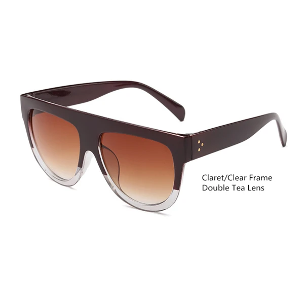 Женские винтажные солнцезащитные очки, женские зеркальные солнцезащитные очки с плоским верхом, солнцезащитные очки кошачий глаз - Цвет линз: claret Clear