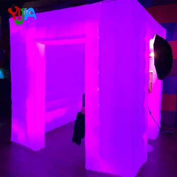 Online Wedding Party Use LED Full Strips Inflatable Photo Booth With Two Entrance And Inner Air Blower Automatic Photo Booth For Sales