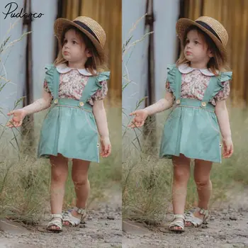 

Toddler Baby Girl Princess Dress Outfits Ruffle Tops+suspender Skirt Clothes Ruffle Tops Skirt Summer Outfits Set