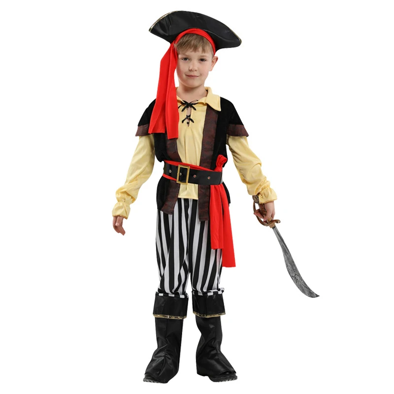 

Child Kids Pirate Scoundrel Costume for Boys New Year Party Purim Halloween Fancy Dress Up