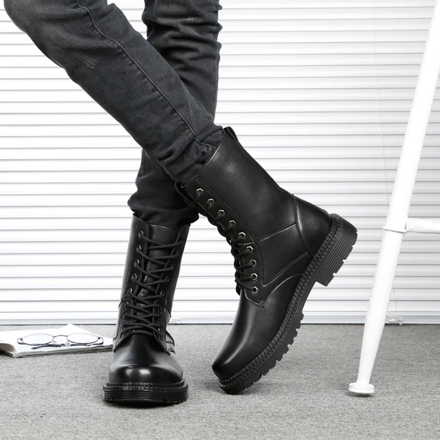 Botas de genuino para Hombre, Botas militares de motociclismo para caza, Botas de diseñador Martin Botas negras para Hombre _ - AliExpress Mobile