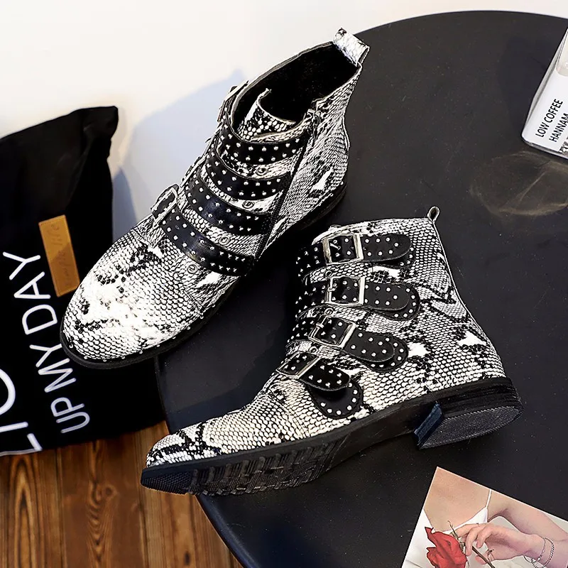 

High Quality Platform Autumn And Winter Add Cotton Warm Motorcycle Boots Martin Boots Women's Punk Ankle Boots Size 35-43
