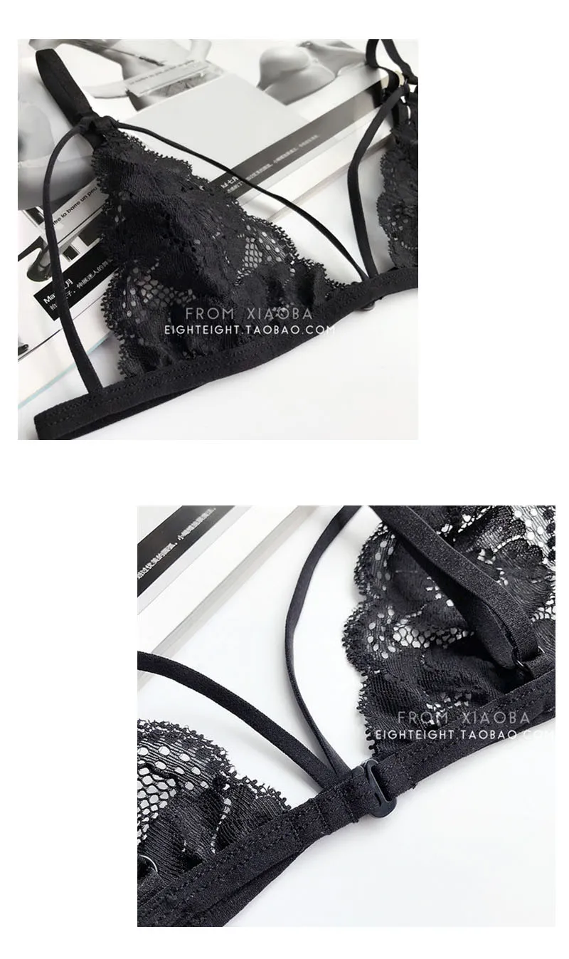 Lace Bra Sets Sexy Underwear Woman Open Crotch Panties Lingerie Sets Lenceria Encaje Thin Cup Transparent Embroidery Flower set