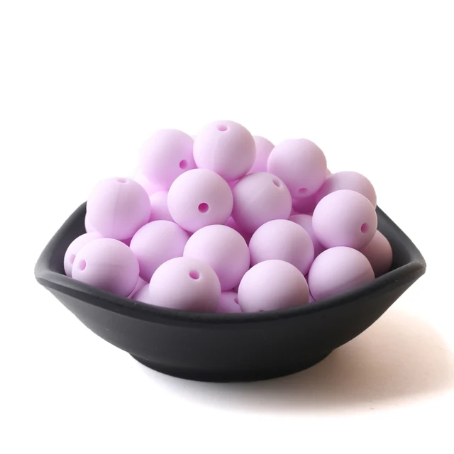 60pcs 12mm Baby Teether Silicone Beads Diy Pacifier Chain Bracelet Bpa Free Chewable Round Silicone Bead Accessories For Newborn Candy purple