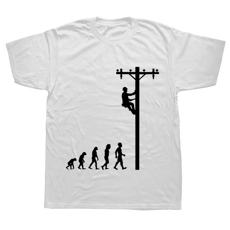 Эволюция Lineman Забавный электрик футболка подарок