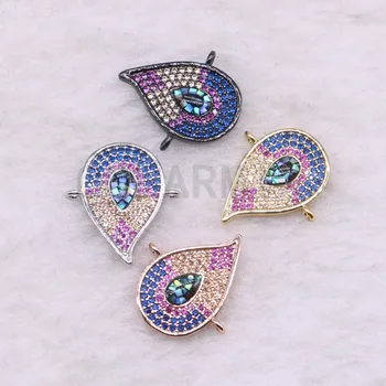 

10 pieces drop shape pendants mix colors stone connector beads micro pave tiny crystal stone jewelry pendants finding 3534