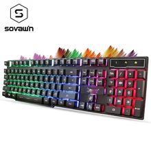 104 Key Waterproof Rainbow Backlit Slim LED Backlight Gaming Keyboard PC Gamer Computer Laptop Wired USB Keybord for Game