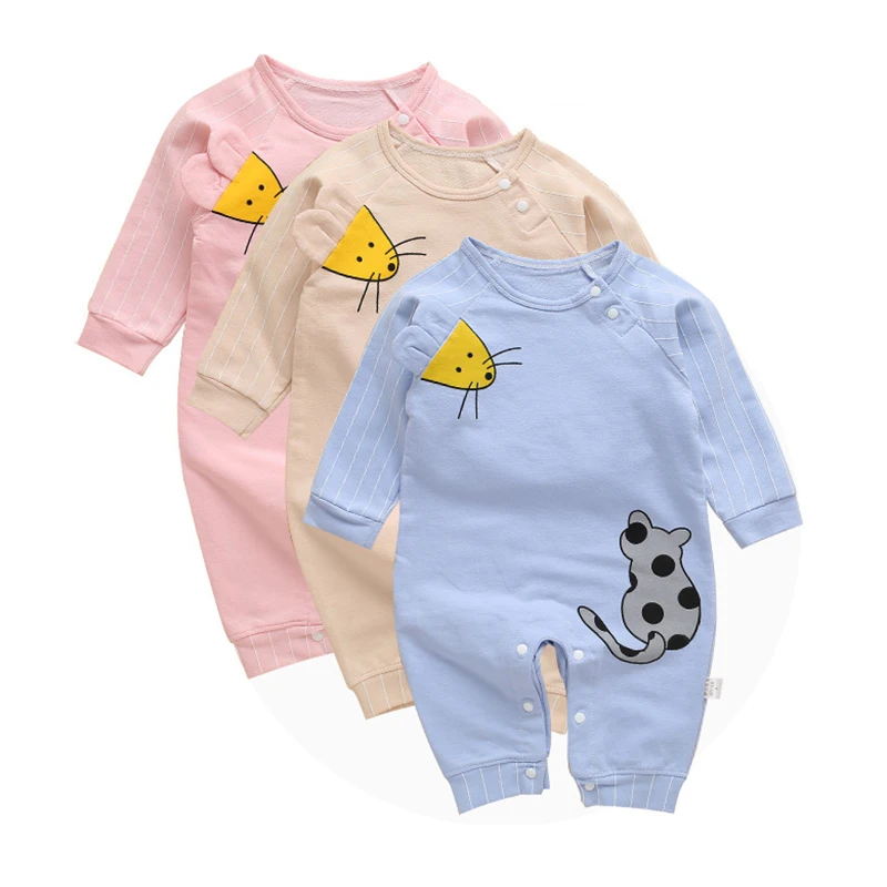 

Cotton Newborn Baby Romper Cartoon Cat & Mouse Pattern Long Sleeve Boys Girls Jumpsuit Outfits Clothes Infant Product Size 3-12M