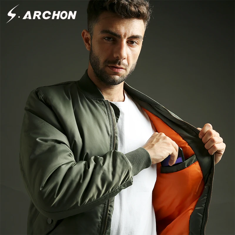 Армейский зеленый военный летательный аппарат s. archon MA1 мужские зимние куртки|flight
