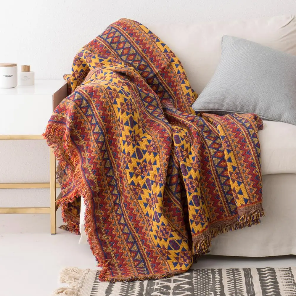 Богемное полотенце с ворсом из синели одеяло с кисточками для дивана декоративные Slipcover кидает плед Сшивание путешествие самолет одеяло
