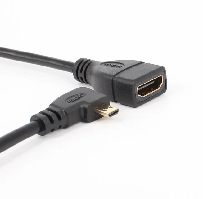 Золотой саженый HDMI Женский до 90 градусов левый угловой микро Мужской адаптер