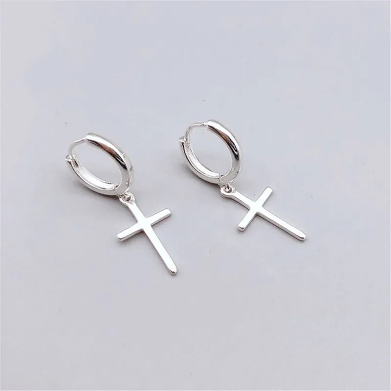 925 Sterling Silver Cross Dangle Earrings For Women New Trend Lady Fashion Jewelry Pendientes Mujer Moda eh1192