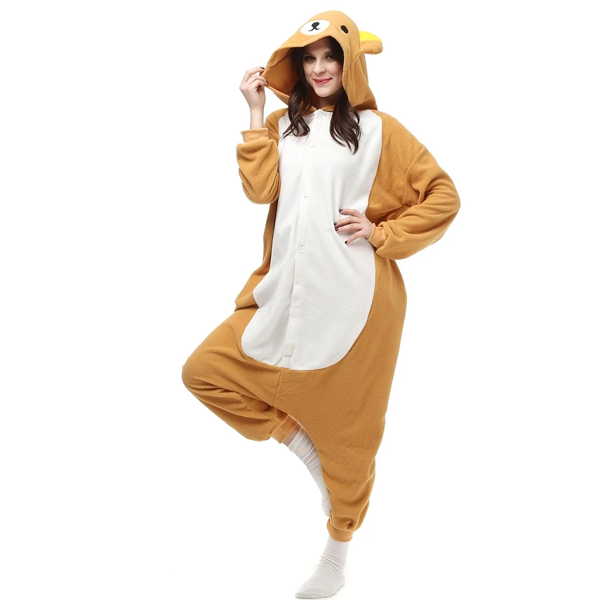 

Polar Fleece Kigurumi Cosplay Costume Rilakkuma Cartoon Animal Onesies Pajama Halloween Carnival Masquerade Party Clothing