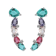 Богемные цветные Серьги с кубическим цирконием, черные/серебряные серьги-гвоздики для женщин, подарки на день рождения, вечерние ювелирные изделия