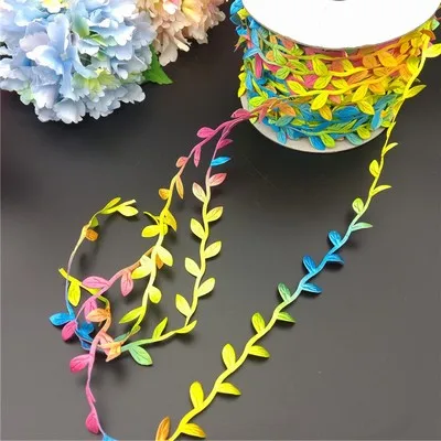 

24M Latest Lace Fabric Applique Color Pink Blue Green Lace Trim Leaf Ribbon Guipure Laces Sewing Trimmings For Clothing dentelle