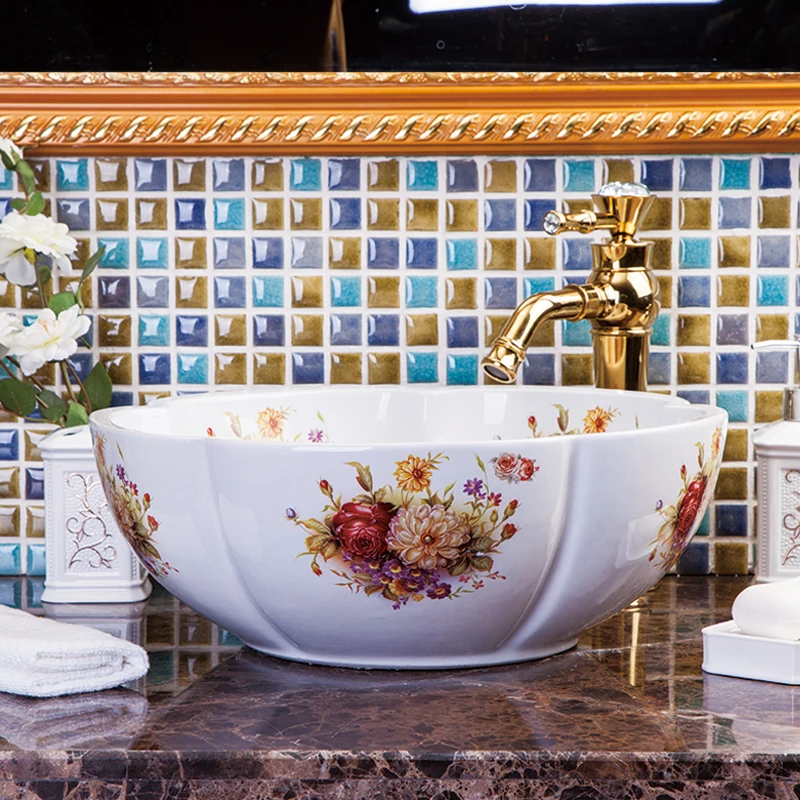 Europe style chinese Jingdezhen Art Counter Top wash basin ceramic bathroom sink ceramic basin sink bathroom sinks ceramic (5)