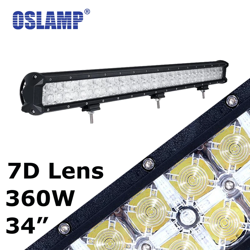 

Oslamp 360W 7D Lens 34" Driving Led Light Bar with Daytime Running Light Combo Offroad Work Light 12V 24V for Car SUV ATV Truck