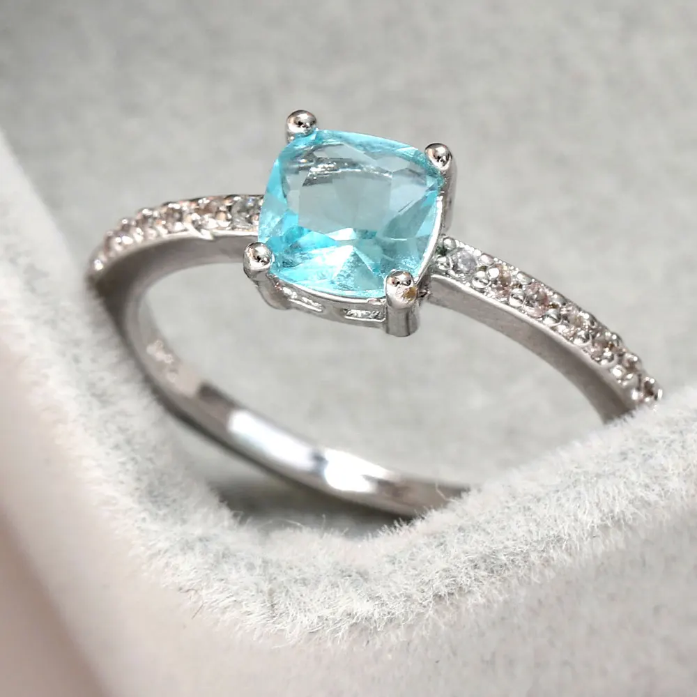 KNOCK Высокое качество много цветов небесно-голубой камень кольцо Свадьба Помолвка подарок роскошное инкрустированное камнями кольцо
