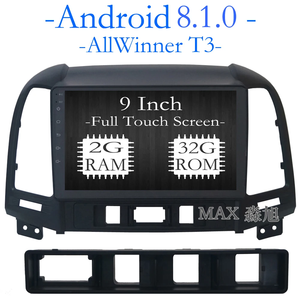 MAX Android 8 1 2G 32G Автомобильный DVD для Hyundai Santa Fe 3/4 отверстия Радио RDS 4G WiFi GPS навигация