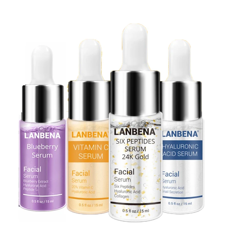 

LANBENA Vitamin C Serum + Six Peptides Serum 24K Gold + Hyaluronic Acid Serum Anti Aging Skin Moisturizing Whitening Brighter