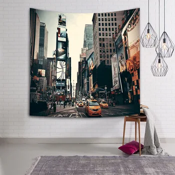 

New York Tapestries Cityscape Wall Hanging Hippie Beach Home Decoration Accessories High-Rise Buildings Bedspreads 200Cm Woven