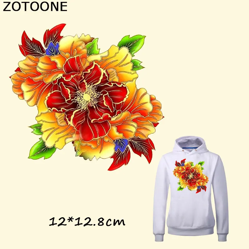 

ZOTOONE Ink Flower Iron on Patches for Clothes 12*14cm A-level Washable Stickers T-shirt Dresses DIY Accessory Kids Decoration C