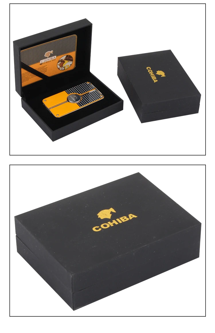 COHIBA металлическая зажигалка с защитой от ветра 3 Факел Пламени Зажигалка для сигарет газа аксессуары для сигар прикуриватель